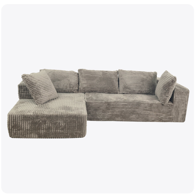 Canapé modulaire à 3 places avec méridienne et siège profond American Style Grey