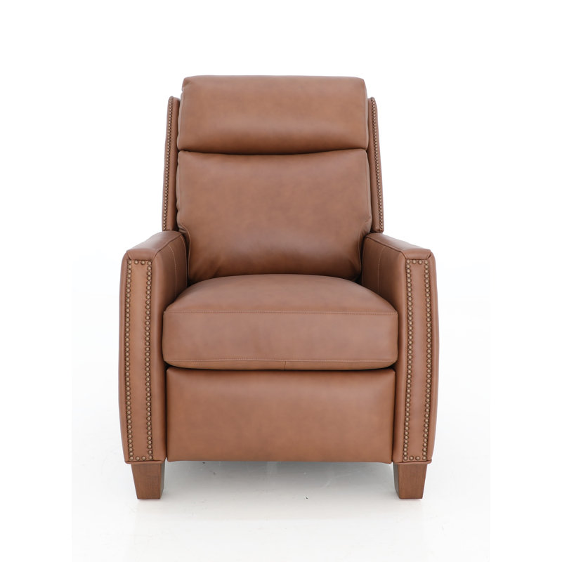 Nygaard 31.1" Wide Genuine Leather Power Wing Chair Recliner, Camel Brown