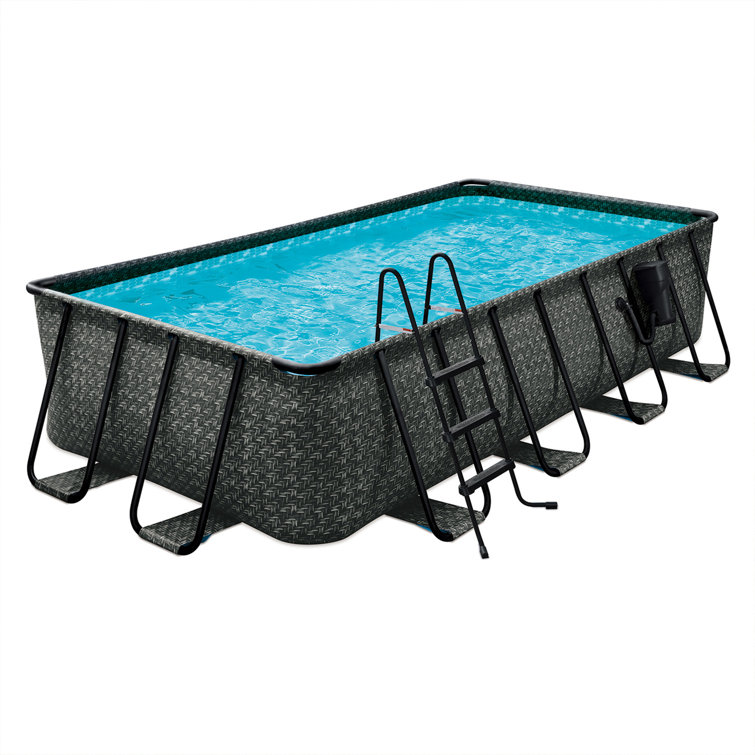 Funsicle 16' x 8' x 42 Oasis Rectangle Outdoor Above Ground Swimming Pool, Gray