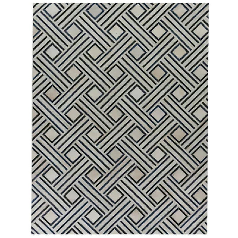 Natural Hide Cowhide Geometric Area Rug, Rectangle 5' x 8'