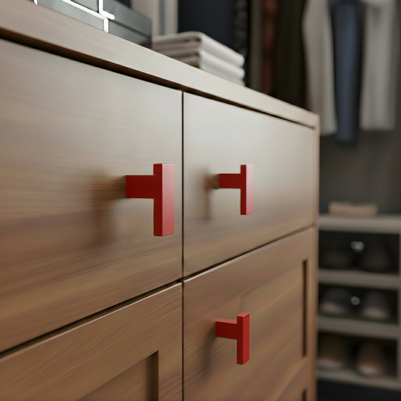 Poignée de meuble en L Art Deco par ROUS Hardware, aluminium massif, finition mate, rose (rouge), Rose (rouge)