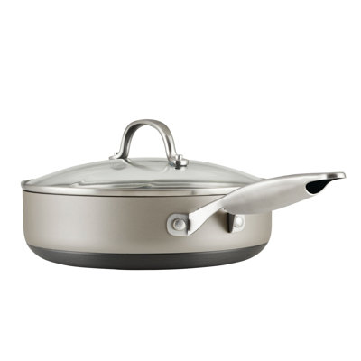 Anolon Achieve 9-Piece Hard Anodized Nonstick Cookware Pots and Pans Set, Silver