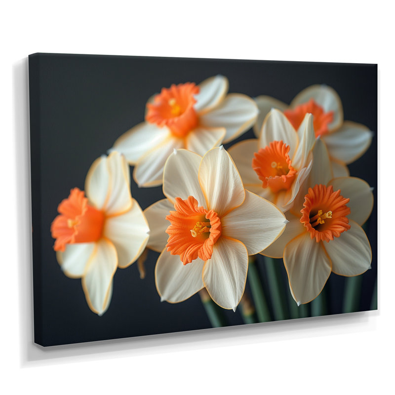 Jaune jaune orange tournesol sourire jonquilles - jonquilles murales salon, Toile tendue, H 40 po x l 60 po