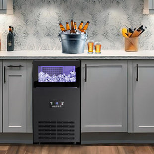 15 in. 160 lbs./Day Commercial Freestanding Full Size Cubes Ice Maker Machine in Stainless Steel with 35 lb. Ice Storage