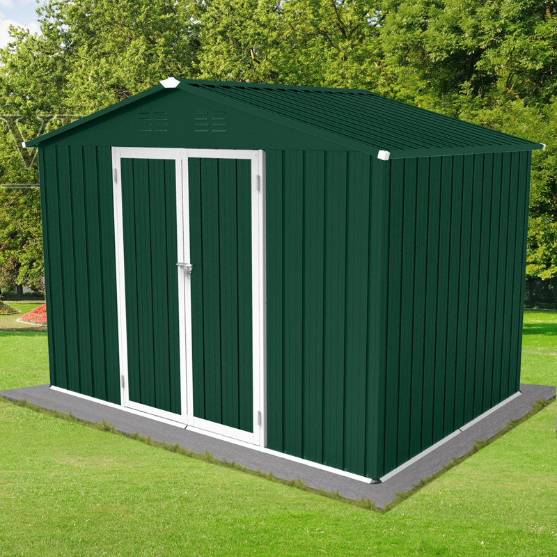 Remises de jardin en métal, Vert/blanc, H 75,6 po x l 102 po x P 74,4 po