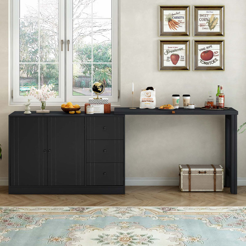 Innovative Sideboard that Effortlessly Converts into a Dining Table and Adjustable Pull-Out Top for Flexible Use,Suitable for Study,Entrance and Living Room