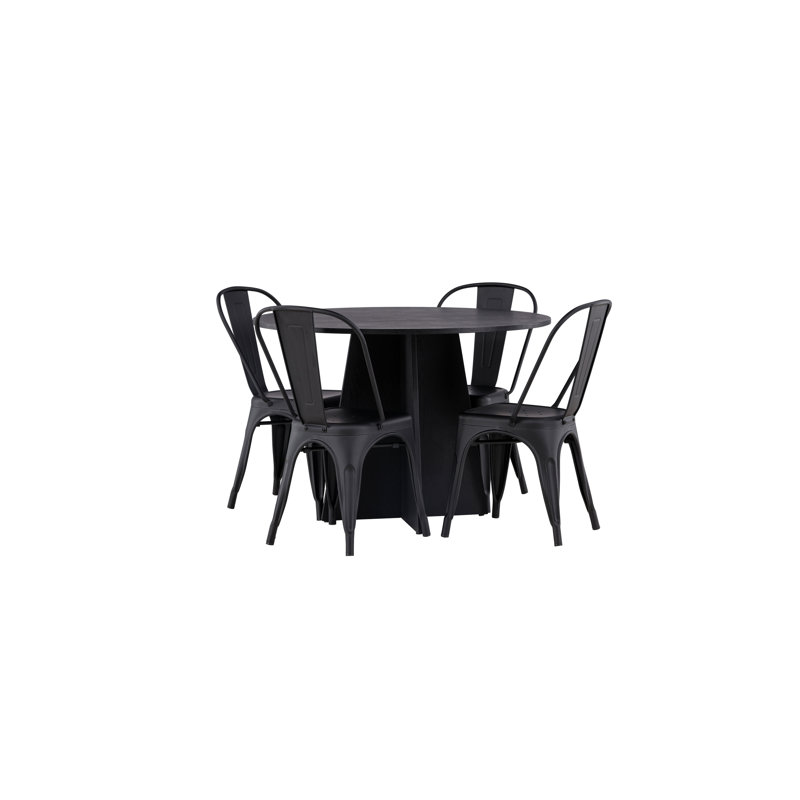 Faulk 4 - Person Dining Set, Black, Black