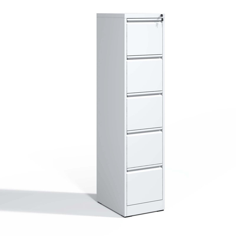 Metal Vertical File Cabinet With Lock Office Home Steel Vertical File Cabinet For A4 Legal/Letter Size, White