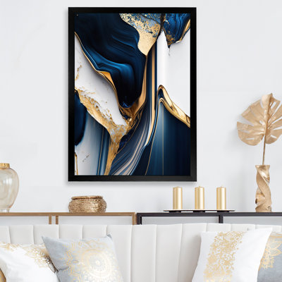 «Abstract Geode Waves Gold I» - Art mural abstrait