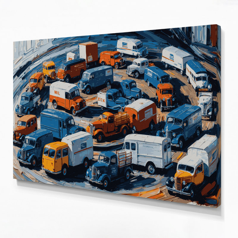 Transport, art de véhicule sur toile mauve, H 12 po x l 18 po