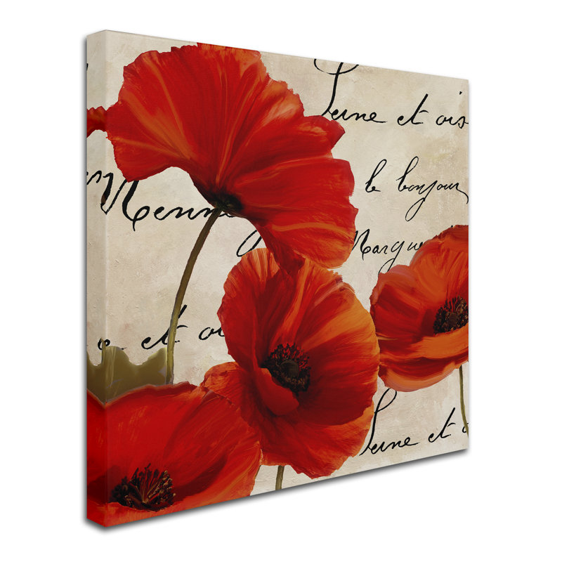 «Coquelicots Rouge I» par Jadaya, impression sur toile tendue, H 14 po x l 14 po x P 2 po