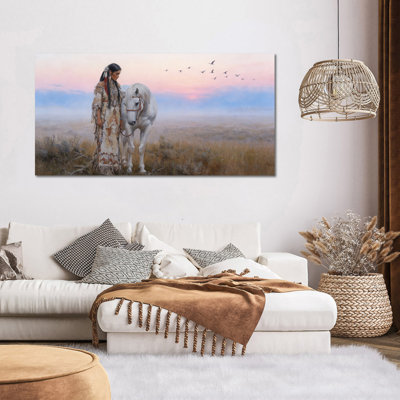 Art mural sur toile Crosslin - Image sereine de cheval et de peinture pour décoration de maison, toile tendue avec cadre en pin, 24 po x 36 po, 12 po x 24 po