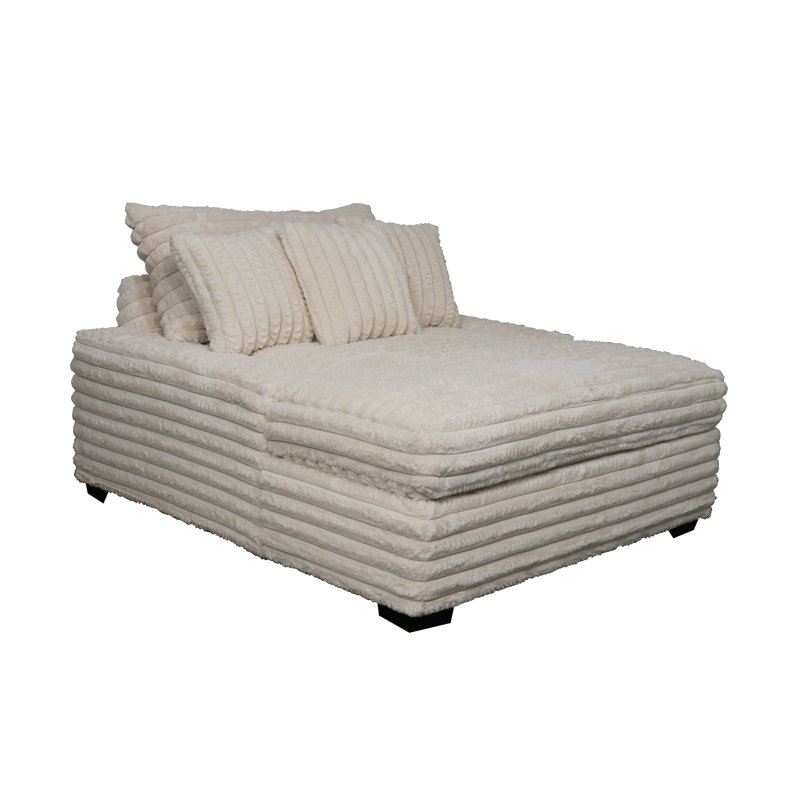 Chaise longue rembourrée Gus, Crème, crème