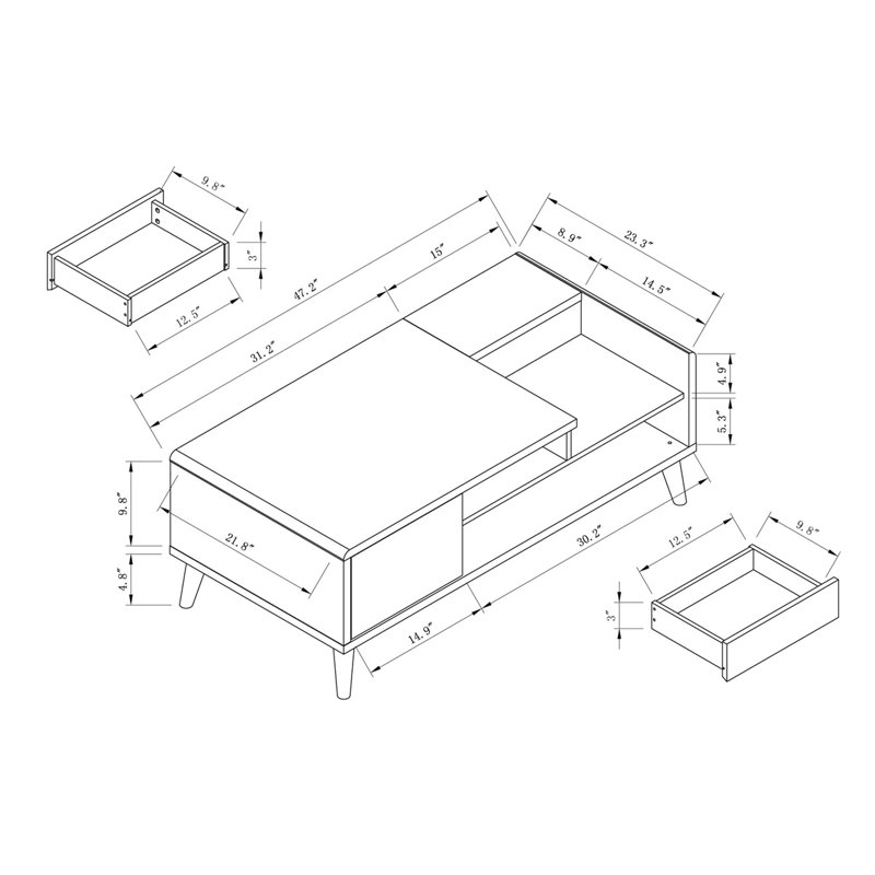 Adalyn Four Leg Coffee Table with Storage