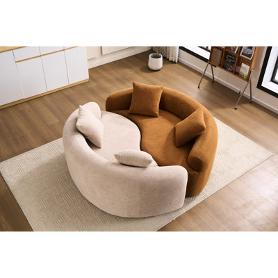 Canapé modulaire incurvé en chenille à 2 profondeurs Orange S, sans assemblage, compact pour les petits espaces, L 66,9 po, 400 lb, mousse à haute résilience, assise souple, dossier moyen, accoudoirs évasés, coussins décoratifs