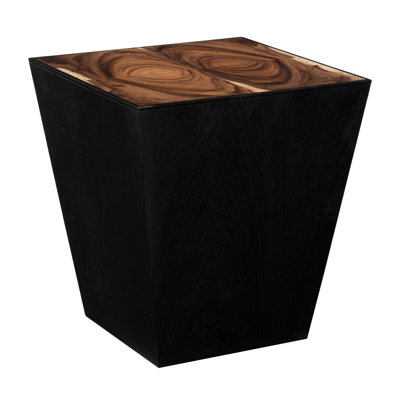 Trapezoid Solid Wood Block End Table
