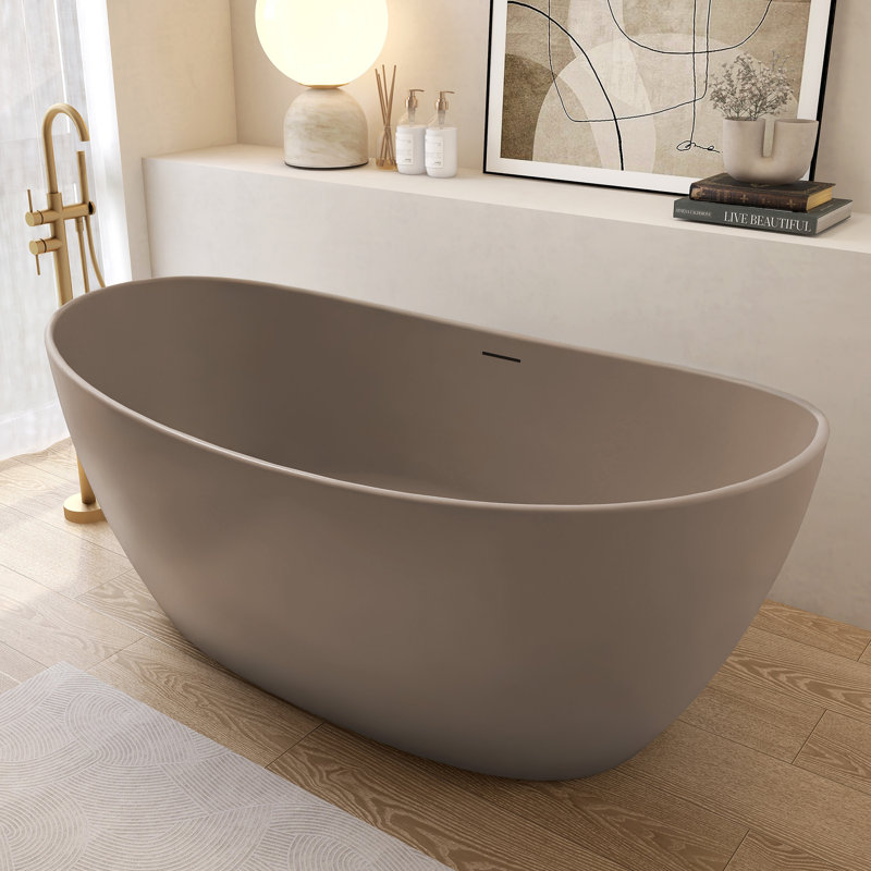 Baignoire de trempage autoportante 64,96 po, Gris, café