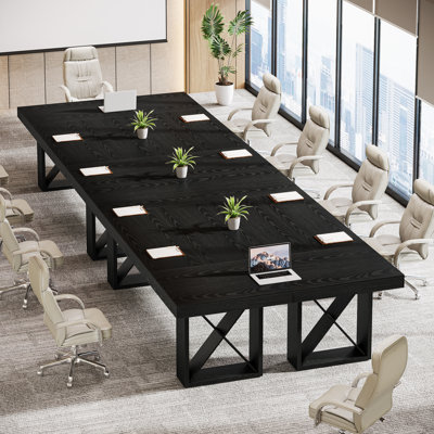 63'' Farmhouse Conference Tables for Office Meeting Rooms, Rustic Wood Finish