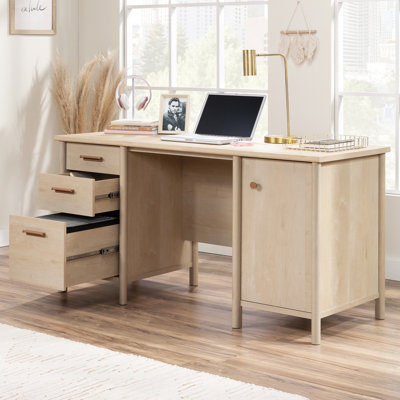 Rectangular Freestanding Desk With Drawer Storage And Cabinet, Brown Laminated Finish Transitional Style Computer Multiple Drawers Adjustable Shelf, Perfect For Study Areas