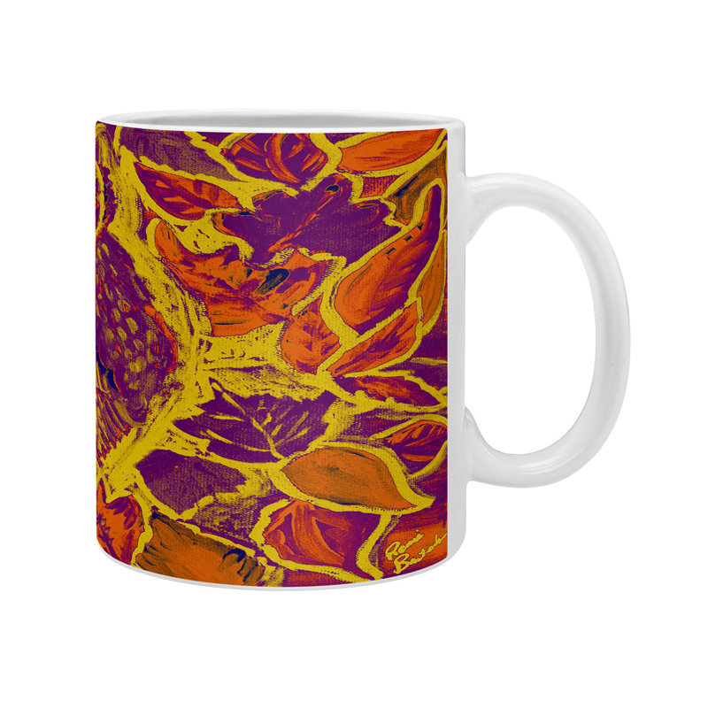 Grande tasse à café orange batik hibou Faustine