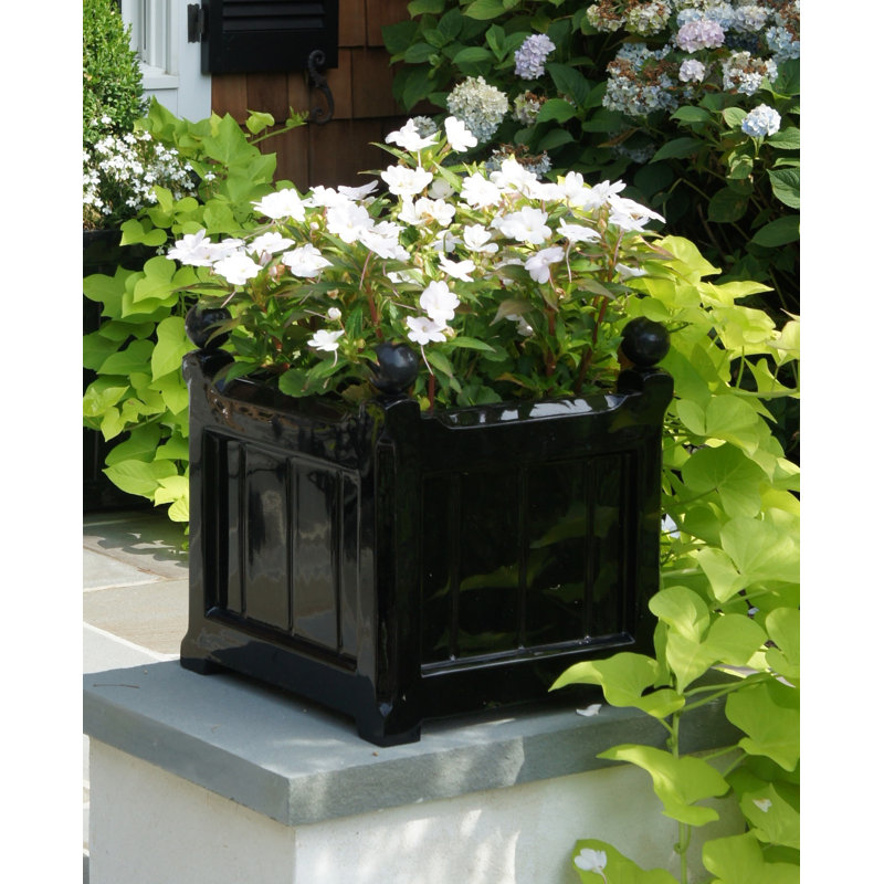 Pendle Fiberglass Window Box Planter, 38cm H x 48cm W x 48cm D, Black