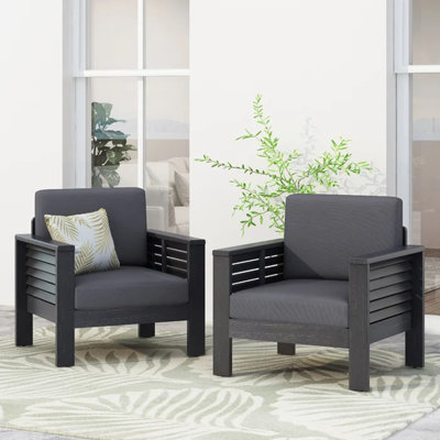 ( Set of 2) Outdoor Mickael Club Chairs with Cushions, 27.75"D x 32"W x 27.75"H