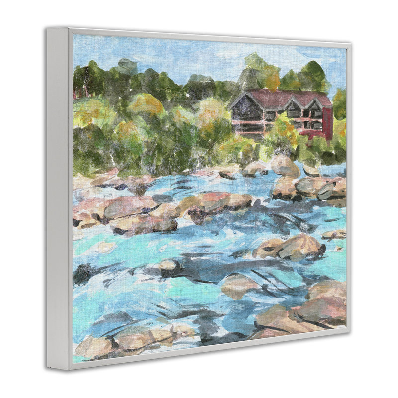 "Rocky River", art de la giclée par Melissa Wang, Giclée encadrée blanc bord de mer, H 24 po x l 30 po