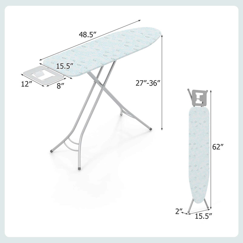 Planche à repasser compacte et portative avec repose-fer Cadre amovible en métal robuste 