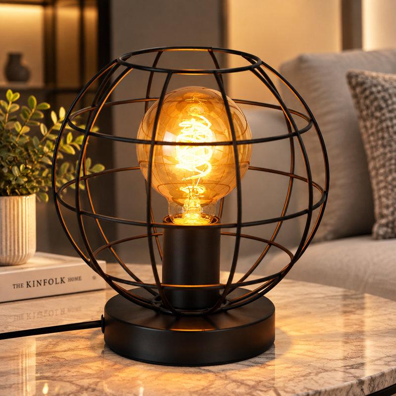 Karnes 1-Light Black Metal Table Lamp