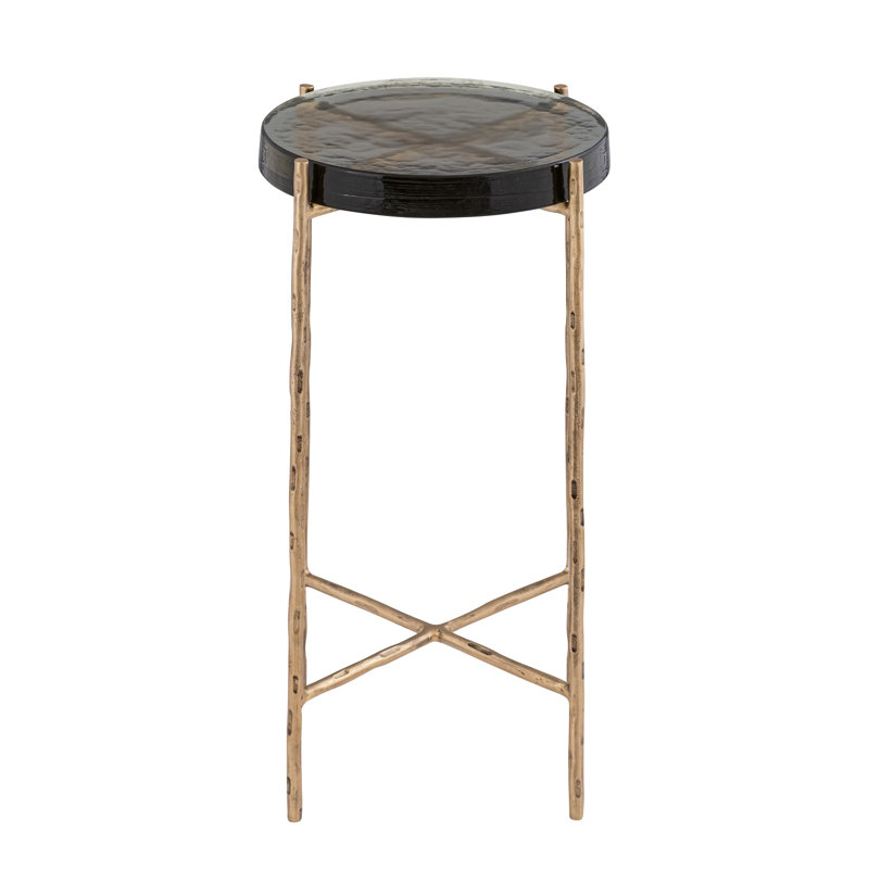 Ensemble de 2 tables d'appoint en verre recyclé avec support en fer