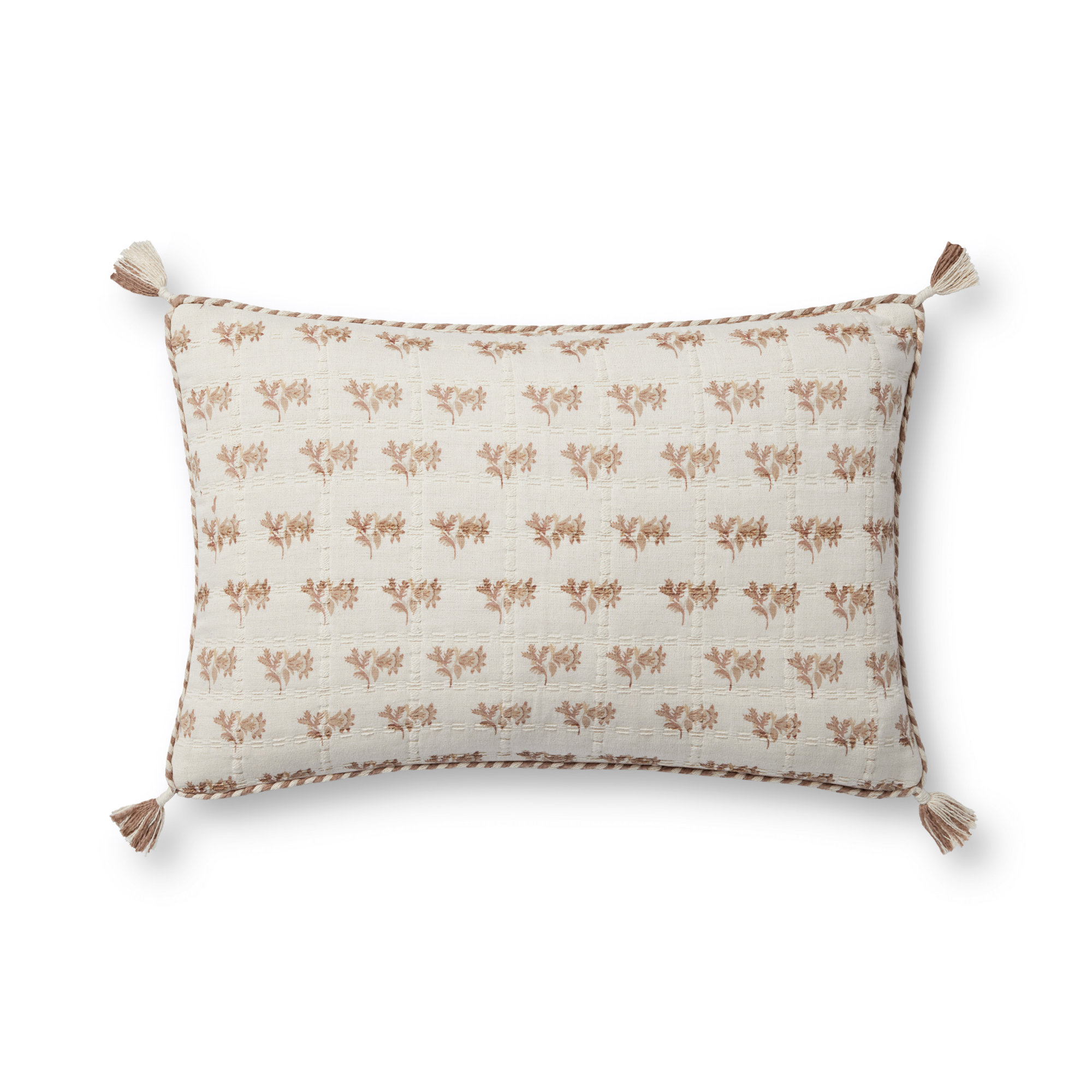 Tassels 100% Cotton Lumbar Throw Pillow, Polyester/Polyfill