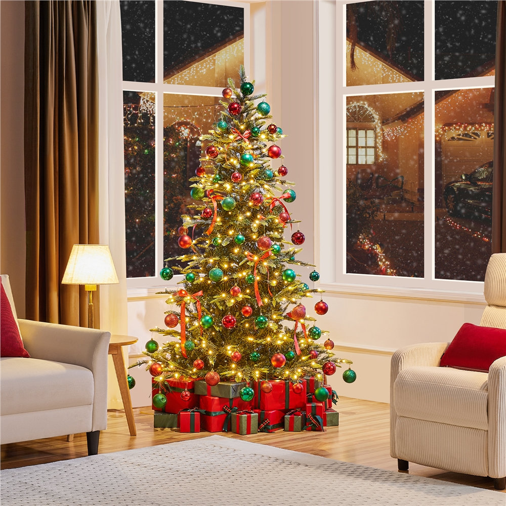 Jahwan Lighted Artificial Christmas Tree, 6'