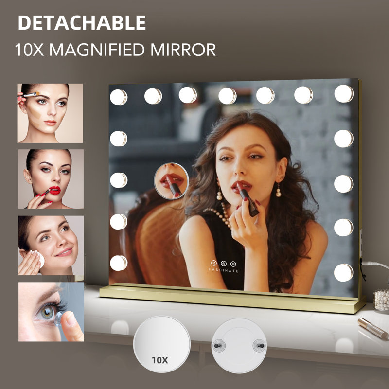 Plastic and Iron Rectangle Freestanding and Wall Vanity Mirror
