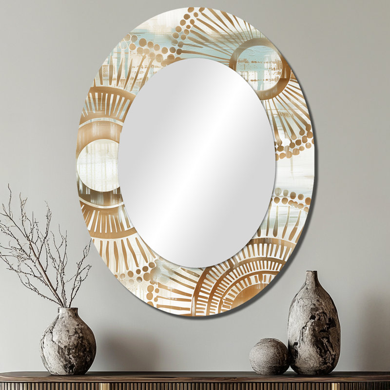 Miroir mural bohémien beige et doré, 40 po x 30 po