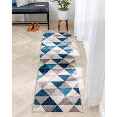 Rivka Modern Blue/Grey/Cream Geometric Rug