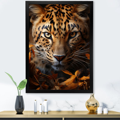 «Leopard Golden Stalker Portrait Gaze», reproduction sur toile