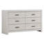 Ensemble de chambre à coucher 3 pièces Kingsley Coastal White Eastern King comprenant un lit à panneaux, une commode et une commode haute.