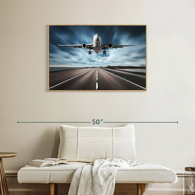 Avion de piste, Cadre flottant en bois naturel, 37 po x 25 po