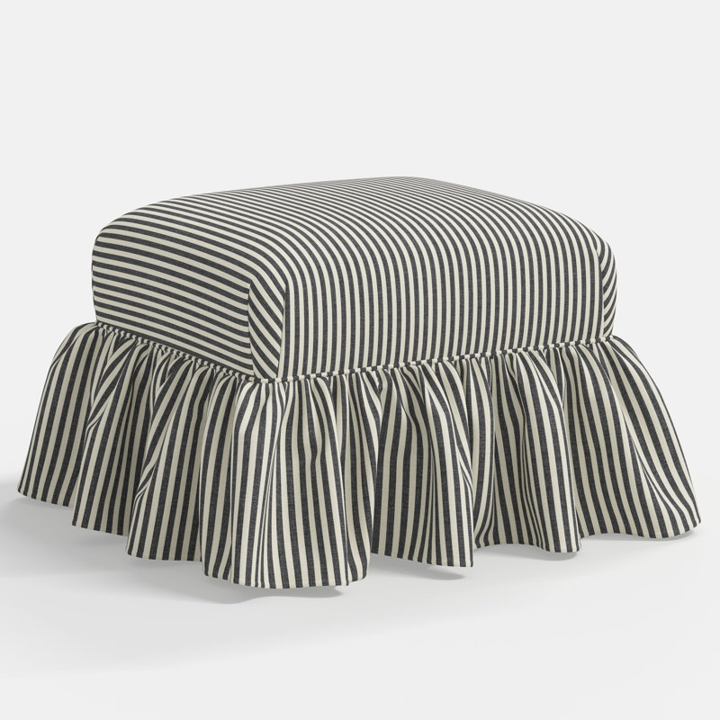 June Upholstered Ottoman, Jane Stripe Carbon