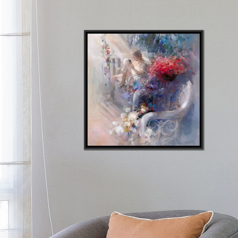 « matinée silence », impression sur toile, H 18 po x l 18 po x P 1,5 po, Toile avec cadre noir, Pas de tapis