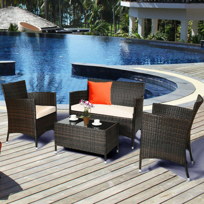 Bryen 4 - Person Patio Conversation Set with Cushions