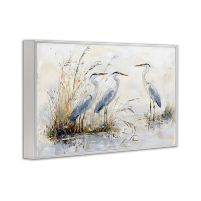 Blue Heron Trio in Wetlands, giclée encadrée, design par LSR Design Studio