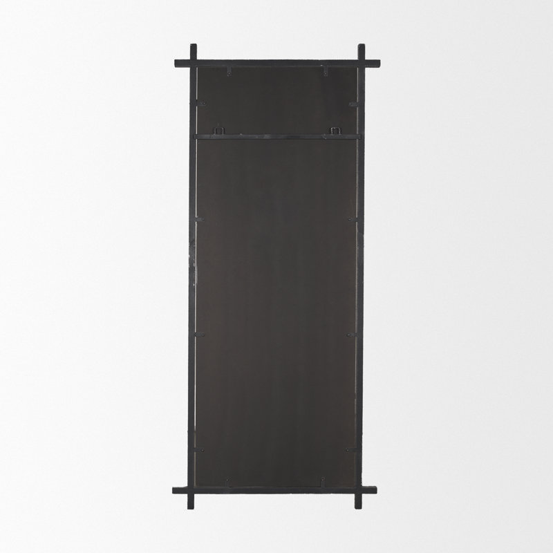 Rusin Is A Rectangular Mirror With A Textured Metal Cross Frame In A Brushed Gold Finish., Black