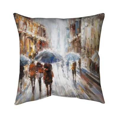 Abstract passersby in the city - 26"x26" Throw pillow - Poly twill - Print on demand
