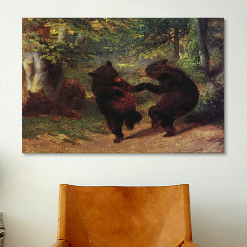 Dancing Bears Painting Print on Canvas, 18" H x 26" W x 1.5" D, No Mat, Wrapped Canvas