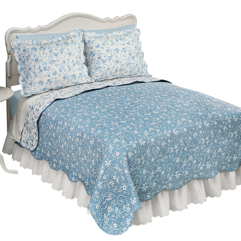 Courtepointe réversible en microfibre , Courtepointe simple, Bleu