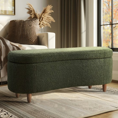 Banc rabattable de 18 po de hauteur avec compartiment de rangement et charnières en tissu d'ameublement
