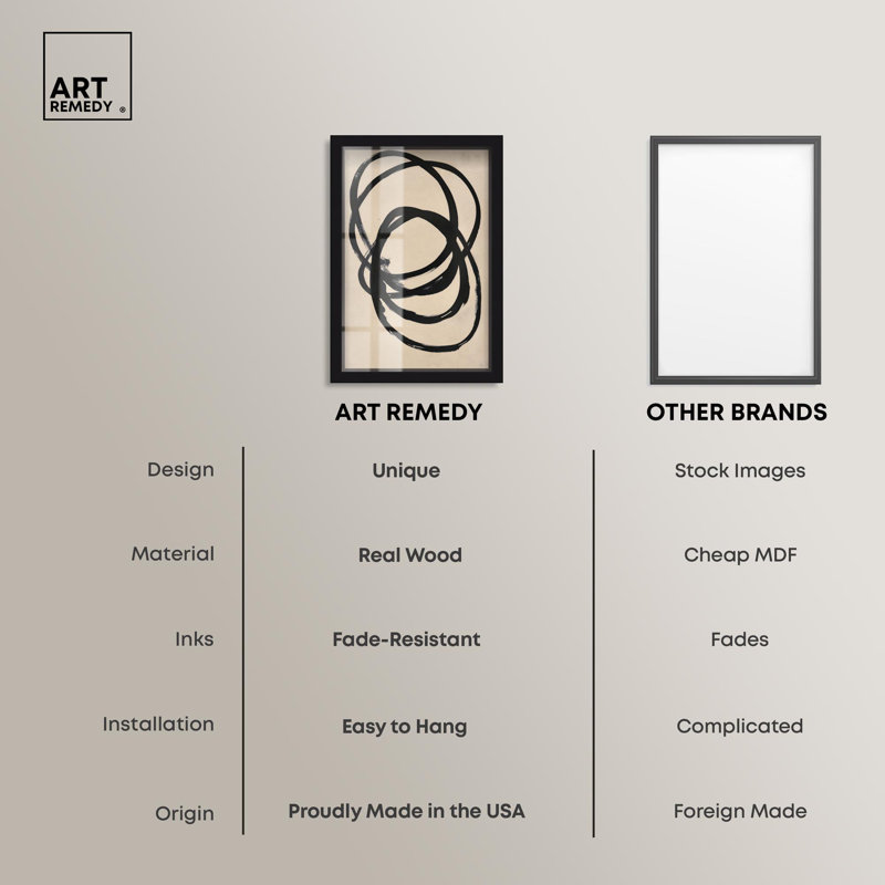 Décoration murale Beige Black II Shadowbox Print Line par Art Remedy, Noir, H 16 po x l 11 po