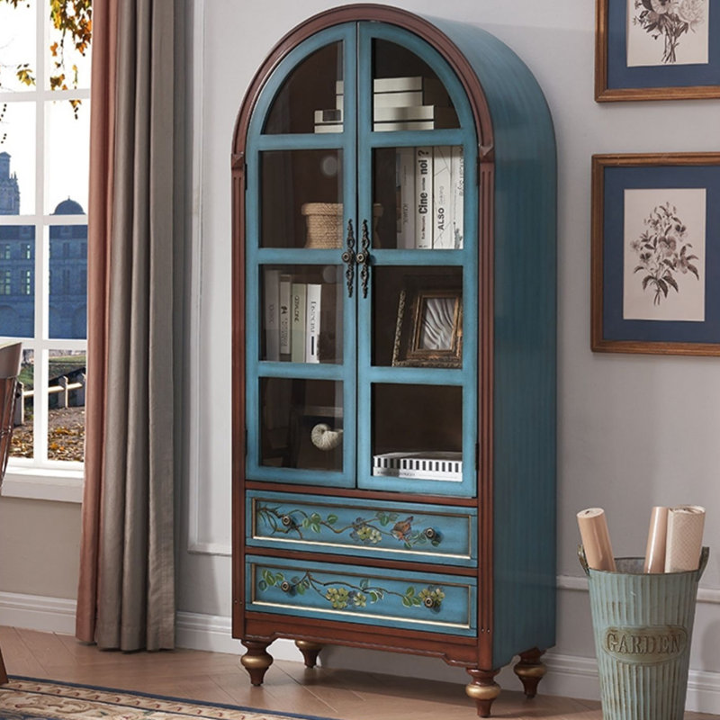 Bule Solid Wood Display Cases, Blue