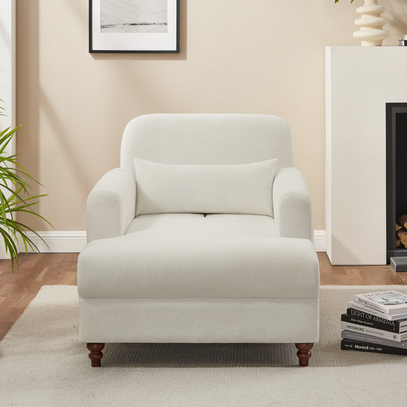Chaise longue d'intérieur rembourrée 36 po, Blanc